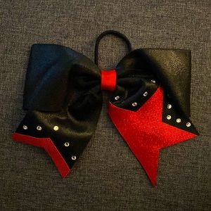 Red and black cheer bow